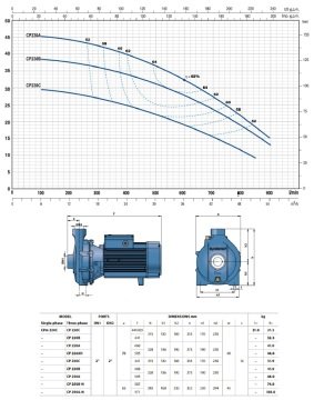 Pedrollo CP 130 (TRF)    1Hp 380V   Tek Fanlı Santrifüj Pompa