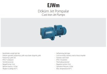 Aquastrong EJWm /15 M       1.1kW 220V  Döküm Gövdeli Jet Pompa