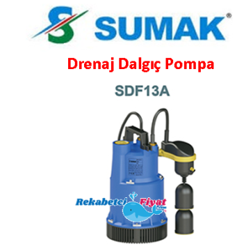 SUMAK SDF13 A 1.3HP 220V Asansör Flatörlü Az Kirli Su Dalgıç Pompa