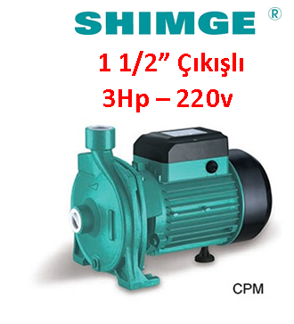 SHIMGE CPm200 3Hp 220v 1 1/2'' Çıkışlı Tek Kademeli Santrifüj Pompa