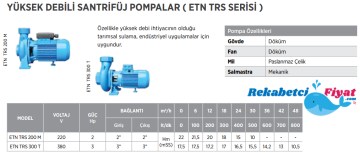 ETN TRS 200M 2HP 2'' ÇIKIŞLI SANTRİFÜJ POMPA