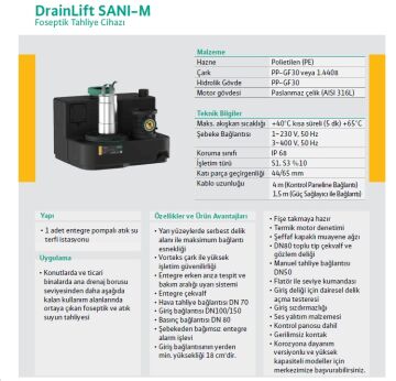 WİLO Drainlift SANI-M   M.16T/1  1.5kW 380V  ENTEGRE POMPALI  FOSEPTİK ATIK SU TAHLİYE İSTASYONU (ATIK SU TERFİ ÜNİTESİ)