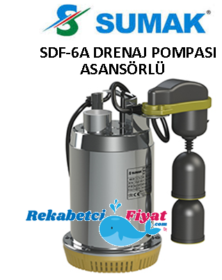 SUMAK SDF6A 0.5Hp 220V Paslanmaz Gövdeli Asansör Şamandıralı Drenaj Pompası
