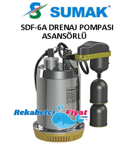 SUMAK SDF6A 0.5Hp 220V Paslanmaz Gövdeli Asansör Şamandıralı Drenaj Pompası