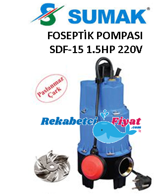 SUMAK SDF15 1.5Hp 220V Paslatik Gövdeli Şamandıralı Fospetik Dalgıç Pompası