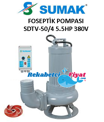 SUMAK SDTV-50/4 5.5HP 380V Açık Fanlı Foseptik Dalgıç Pompası