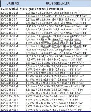 Dab KVCX 30-50 M   0.55 kW  220V  Dikey Milli Çok Kademeli Santrifüj Pompa