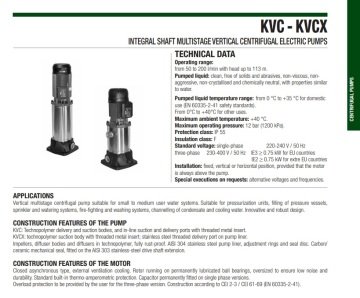 Dab KVCX 30-50 M   0.55 kW  220V  Dikey Milli Çok Kademeli Santrifüj Pompa