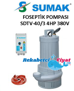 SUMAK SDTV-40/3 4HP 380V Açık Fanlı Foseptik Dalgıç Pompası