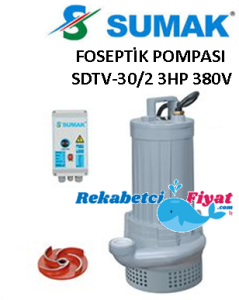 SUMAK SDTV-30/2 3HP 380V Açık Fanlı Foseptik Dalgıç Pompası