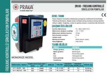 Prana  HP-F 65/130-340    DN 65  220V  Frekans Kontrollü Flanşlı Tip Sirkülasyon Pompası