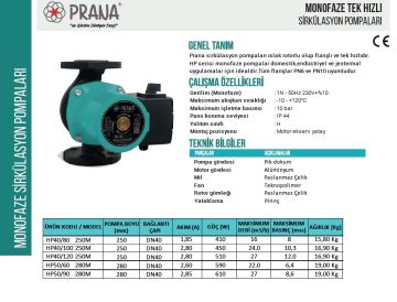 Prana HP 100/80 350T  DN 80  380V  Tek Hızlı Flanşlı Tip Sirkülasyon Pompası