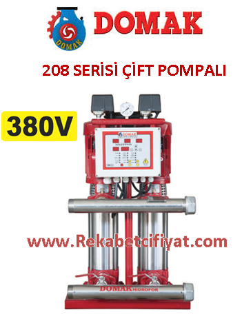 DOMAK 208-6T 2x3HP 380V 13Kat / 16Daire Çift Pompalı Paket Hidrofor