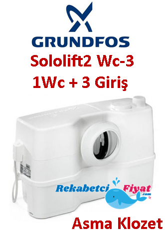 GRUNDFOS SOLOLIFT2 CWC-3 620W 220V 1Wc + 3 Adet Bağlantılı Atık Su Transfer Ünitesi (Asma Klozet İçin)-97775316