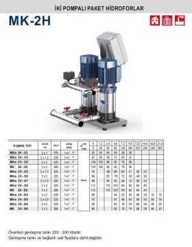 Pedrollo MKm 1H - 3/5    1X1.5Hp 220V  Tek Pompalı Dikey Milli Paket Hidrofor