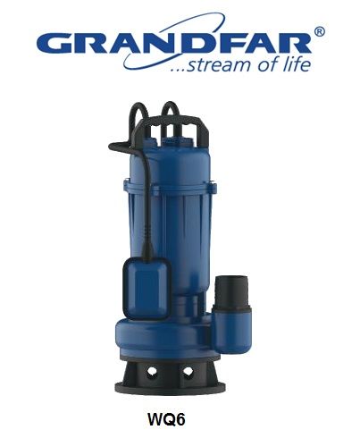 Grandfar WQD 6-16-0.75F  1Hp 220V  Yüksek Tonajlı Döküm Gövdeli  Atık Su Foseptik Drenaj Dalgıç Pompa
