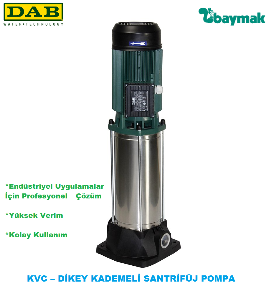 Dab KVC 85-120 T   3 kW 380V  Dikey Milli Çok Kademeli Santrifüj Pompa