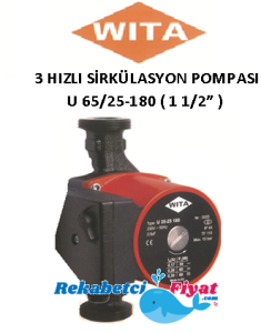 Wita U 65/25-180 220V 1 1/2'' DİŞLİ TİP 3 HIZLI SİRKÜLASYON POMPASI