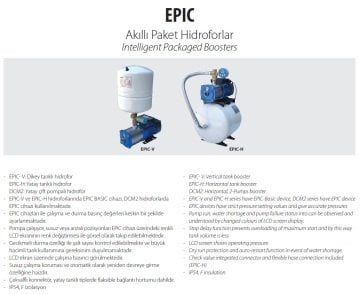 Aquastrong  EPIC-V19/XHC 2-7 M      1.3Hp 220V   Dikey Tanklı Kademeli Akıllı Paket Hidrofor