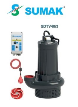 Sumak SDTV40/3   4Hp 380V  Açık Fanlı Drenaj ve Pis Su Dalgıç Pompa