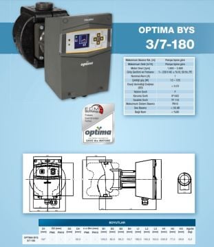 Alarko OPTIMA BYS 3/7-180   Dişli Tip Frekans Kontrollü Sirkülasyon Pompası  - Ekransız