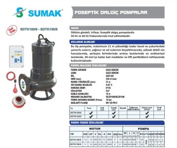Sumak SDTK150/6  15Hp 380V Foseptik Dalgıç Pompa