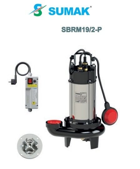 Sumak SBRM19/2-P  1.8Hp 220V  Parçalayıcı Bıçaklı Foseptik Dalgıç Pompa