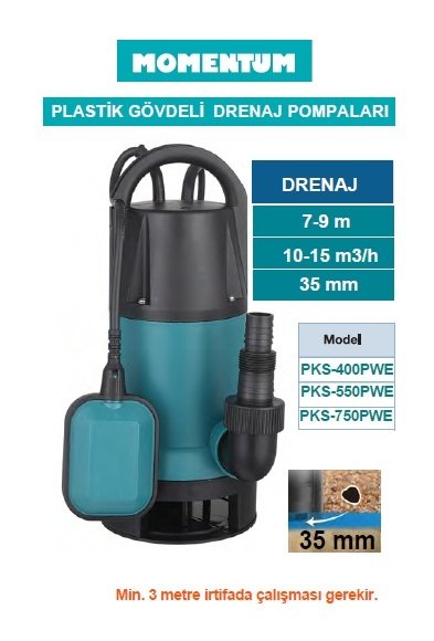 MOMENTUM PKS-550PWE 550W 220V Plastik Gövdeli Pis Su Drenaj Pompası