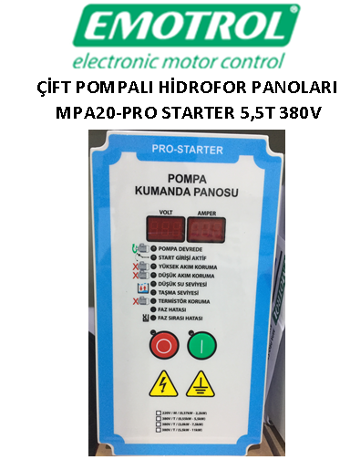 EMOTROL MPA20-PRO STATER 5.5T 0,37KW - 5.5KW 380V Çift Pompalı Hidrofor panosu