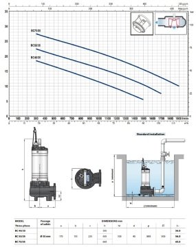 Pedrollo  BC 40/35    4Hp 380V  Epoksi Döküm Gövdeli Foseptik Atık Su Dalgıç Pompa