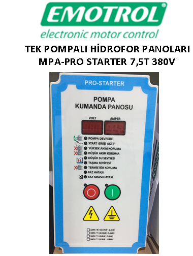 EMOTROL MPA-PRO STATER 7.5T 0,37KW - 7.5KW 380V Tek Pompalı Hidrofor panosu