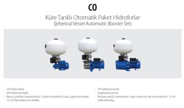 Aquastrong  CH 50 XHC 2-6      1Hp 220V   50 Litre  Küre Tanklı Paslanmaz Yatay Kademeli  Paket Hidrofor