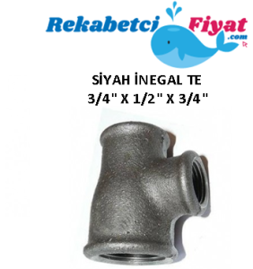 3/4'' X 1/2'' X 3/4'' Siyah İnegal Te