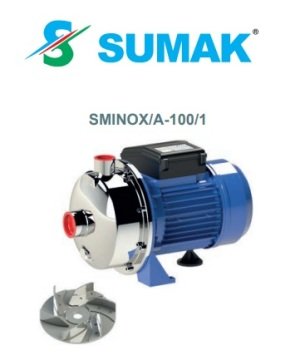 Sumak SMINOX/A-100/1  1Hp 220V  Paslanmaz Santrifüj Pompa (AISI 304)