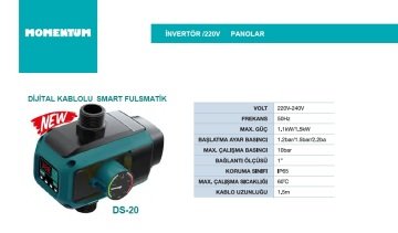 MOMENTUM DS-20 -1.5kW-220V-  OTOMATİK BASINÇ KONTROL DİJİTAL KABLOLU SMART FULSMATİK (HİDROMAT-FULSMATİK-İNVERTÖR)