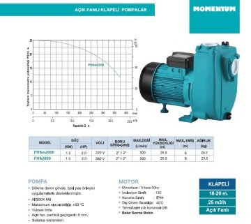Momentum Phs2000 2Hp 380v Kendinden Klapeli Pis Su Santrifüj Pompa
