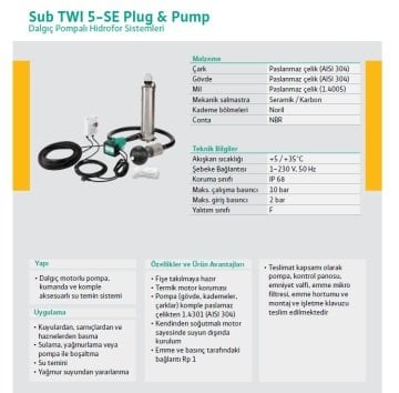 Wilo SUB-TWI5-SE 306 M PnP  220V  1 Hp  Paslanmaz Keson Kuyu Kademeli Hidroforlu Dalgıç Pompa