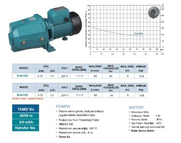 Momentum Pjm100 1hp 220v Döküm Gövdeli Jet Pompa