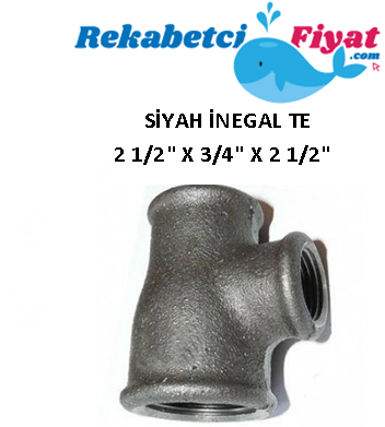 2 1/2'' X 3/4'' X 2 1/2'' Siyah İnegal Te