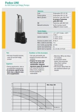 Wilo PADUS UNİ M05/M15-523/A   220V  2 HP  Az Kirli Su Dalgıç Pompa