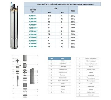 4DM2200 3HP 220V 4'' DALGIÇ MOTOR