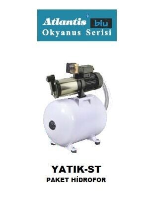 ATLANTİS YATIK 7-5M-ST  1.5HP 220V Hazır Paket Hidrofor Seti - 50 Litre Yatay Tanklı - Değişebilir Membranlı