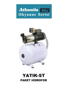 ATLANTİS YATIK 7-6M-ST  2HP 220V Hazır Paket Hidrofor Seti - 50 Litre Yatay Tanklı - Değişebilir Membranlı