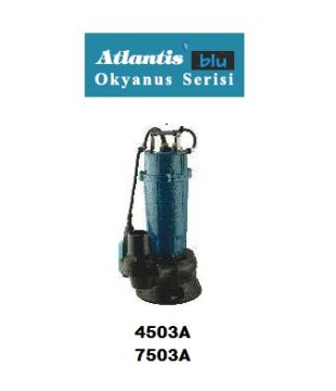 Atlantis 7503A   1Hp 220V Yüksek Debili Pis Su Dalgıç Pompa (Alüminyum Sargılı-Okyanus Serisi)