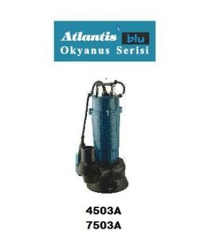 Atlantis 7503A   1Hp 220V Yüksek Debili Pis Su Dalgıç Pompa (Alüminyum Sargılı-Okyanus Serisi)