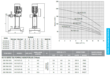 Etna 1 KO 10/9-40 5.5hp 380v Tek Pompalı Çok Kademeli Paket Hidrofor