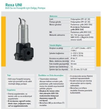 Wilo REXA UNI V06/T25-540  3.4Hp 380V  Kirli Su Foseptik Dalgıç Pompa