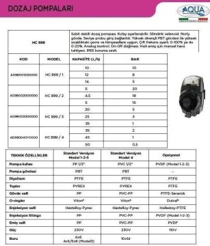 Aqua HC 899 / 2  Sabit Debili Dozaj Pompası