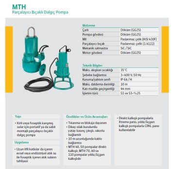 WİLO MTH 70  8.7HP 380V Bıçaklı Döküm Gövdeli Foseptik Dalgıç Pompa (Alman Malı)