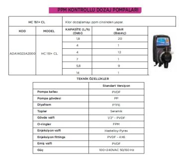 AQUA HC 151+ CL PPM KONTROLLÜ DOZAJ POMPALARI